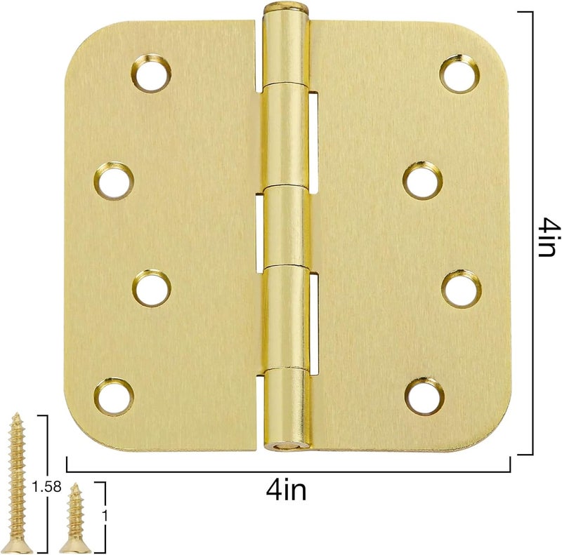 TDCHINGES 12 Pack 4"x 4 Inch Door Hinges Brass Hardware Gold Exterior Door Hinge 8 Holes 5/8" Heavy Duty Iron Animal Shed Coop Storage Gate Basement Bedroom Office Hotel Door Hinges For Doors Bisagra de puerta - Image 4